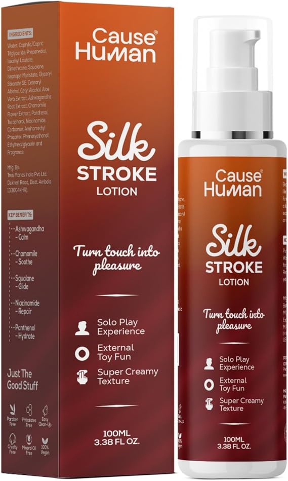 Silk Stroke Lotion: Best Men's Solo Play Cream | Ashwagandha & Squalane for Silk-Smooth Glide & Skin Repair | Zero Stickiness (100ml)