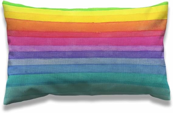 AOYEGO Rainbow Throw Pillow Cover 12x20 Inch LGBT Geometric Summer Colorful Rainbow Stripes Rectangle Pillow Cases Home Decorative Cotton Linen Cushion Cover for Bed Sofa
