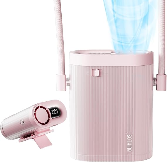 SOTHING 4-in-1 Portable Neck Fan, Hands-Free Wearable Fan with 100-Speed 16000RPM Strong Airflow, Rechargeable Mini Body Fan, Personal Handheld Fan for Travel, Camping, Office, Outdoor (Pink)