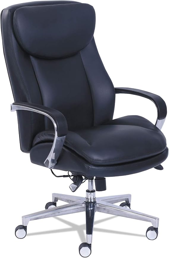 La-Z-Boy Commercial 2000 High-Back Executive Chair, Dynamic Lumbar Support, Supports 300lb, 20" to 23" Seat Height, Black, Silver Base
