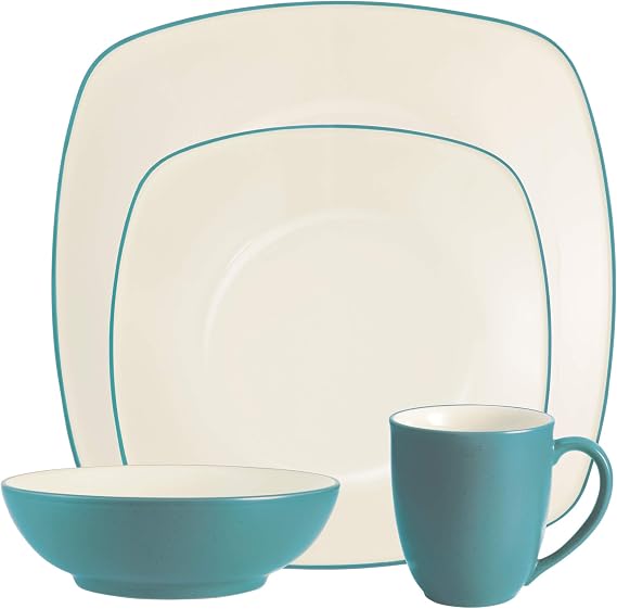 Noritake Colorwave Turquoise 4-Piece Place Setting, Square Shape