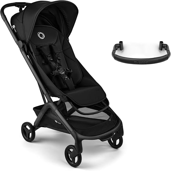Bugaboo Butterfly 2 Lightweight Travel Stroller Cabin Size - Set with Bumper Bar - One-Hand Fold Portable Pushchair, Baby Buggy with Reclining Seat, Storage Basket, Carry Strap – Heritage Black
