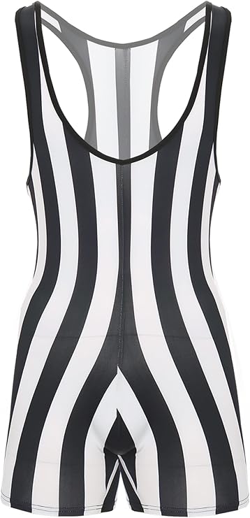 iiniim Men's Sleeveless Wrestling Singlet Striped Fitness Jumpsuits Leotard Underwear