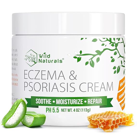 Wild Naturals Eczema & Psoriasis Cream for Dry, Itchy Skin Eczema Relief for Adults & Kids Moisturizing Psoriasis Cream with Manuka Honey
