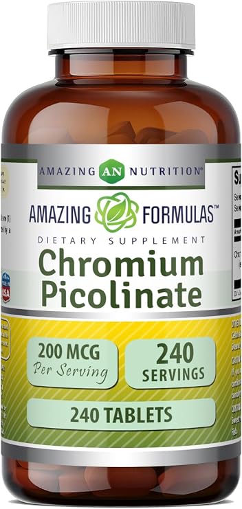 Amazing Formulas Chromium Picolinate 200 Mcg | Tablets Supplement | Non-GMO | Gluten-Free | Made in USA (1 Pack | 240 Count)