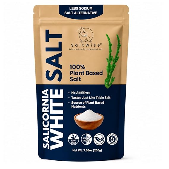 SaltWise Salicornia White Salt, Low Sodium Salt Substitute, No Additives