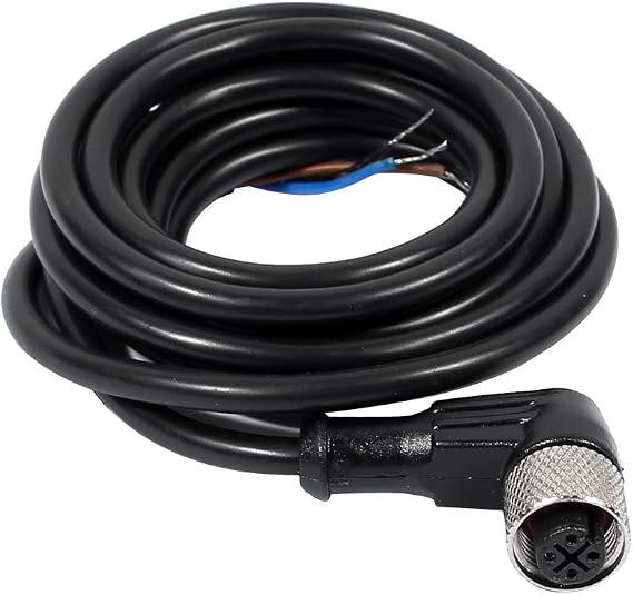 uxcell M12 2M Female Right Angle 4Pin Connector Aviation Socket Electrical Cable