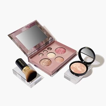 Baked Starter Kit Baked Balance-n-Brighten Powder Foundation, Porcelain + Best of the Best Palette Blush Bronzer Highlighter Eyeshadow + Retractable Kabuki Brush