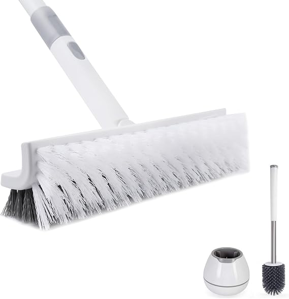 BOOMJOY Double-Sided Floor Scrub Brush & Toilet Brush