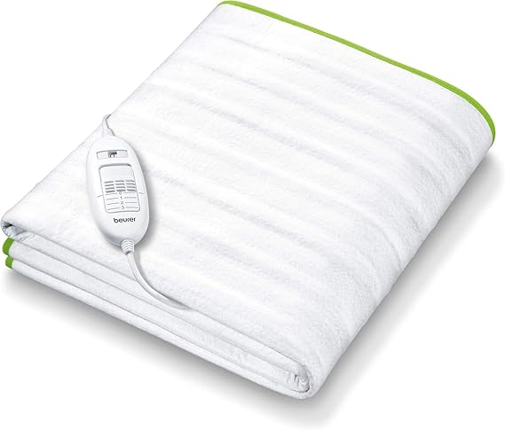 Beurer TS 15 Heated Underblanket, with safety automatic switch-off made of soft fleece and with 3 temperature settings, easy fixation on bed and mattress, washable at 30⁰, 150 x 80 cm, Green