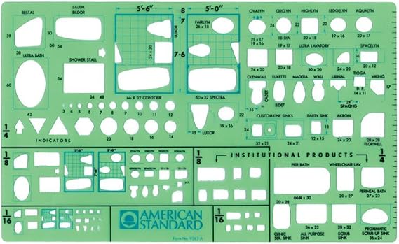Timely Plumbing Plan View Template, 1/16 inch Scale (9383TA)