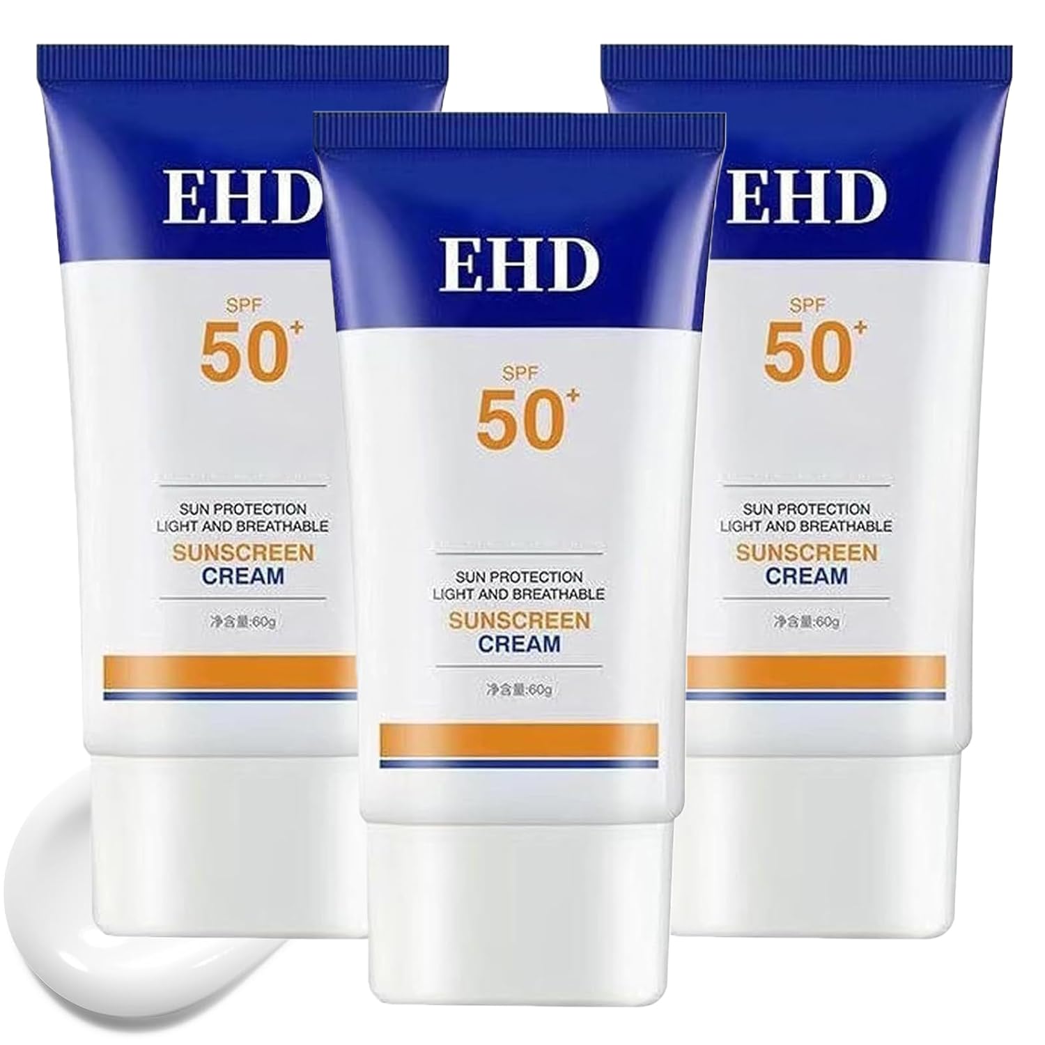 Ehd Sunscreen, Sunscreen for Face Spf 50, Hydrating Sun Essence Face Sunscreen, Korean Skin Care Best Sunscreen for Face Women, No White Cast, Travel Size, 60g 3pc