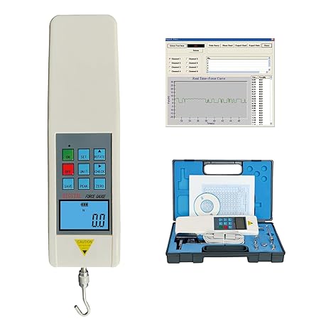 HF-500 Digital Force Gauge 500N Push Pull Gauge Tension Compression Tester | N/kg/lb units, 5 test modes, peak hold, limit alarm & 447-record memory for pull, compression and insertion force tests