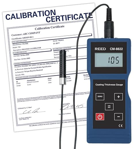 REED Instruments CM-8822-NIST Coating Thickness Gauge, 0 to 40mils (0 to 1000m),