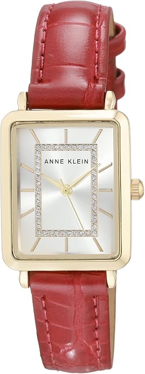 Anne Klein Women's Glitter Accented Croco-Grain Strap Watch AK/3820