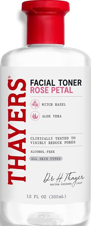 Thayers Facial Toner, Witch Hazel with Aloe Vera, Rose Petal, 12 Fl Oz
