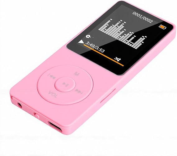Bluetooth 5.3 MP3 Player, HiFi Lossless MP3 Player, 1.8" LCD, 128GB, FM, Voice Recorder, 30H, 23g for Sports Commute (pink)