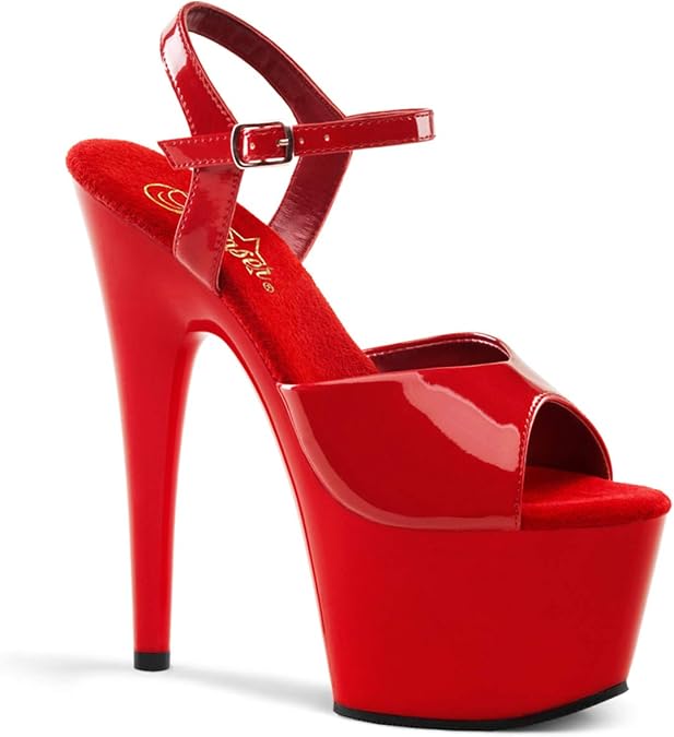 Pleaser Women's Adore-709/R/M Platform Sandal,Red/Red,12 M US
