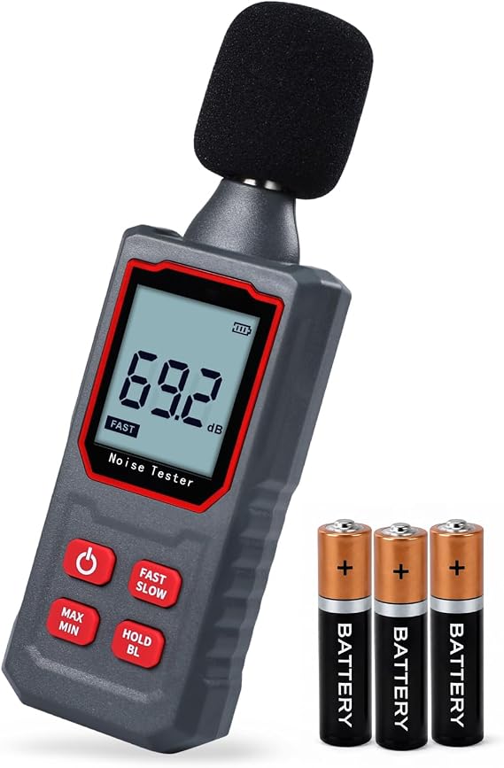 Decibel Meter 30-130dB Sound Level Meter, High Precision Sound Meter with Fast/Slow Mode, Backlit LCD, Max/Min, Portable dB Meter & SPL Meter for Classroom, Home, Noisy Neighbors