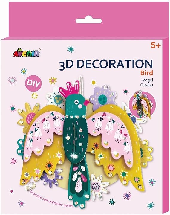 Avenir 6305067, 3D Decoration Bird, Creative Kit, Craft Set for Children from 5 Years