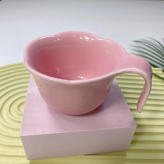 Ceramic Measuring Cup Oven with Curved Handle Pink Angled Handle Ceramic Measuring Cup