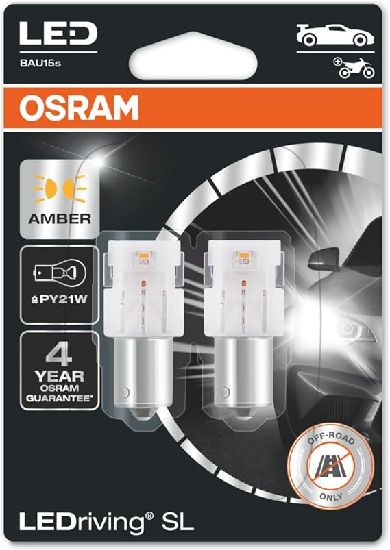 Osram LED Signal Bulb Ledriving Sl 12V PY21W 7507DYP.02B 4 Years Warranty (Team - 2 Pieces