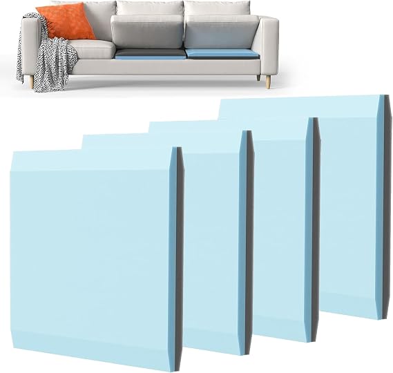 Couch Cushion Support for Sagging Cushions 20''x20'', Two in One Sofa Cushion Support to Repair Sagging Seats, Lift Saggy Seats, Extend Couch's Life, Blue & Grey 4PCS