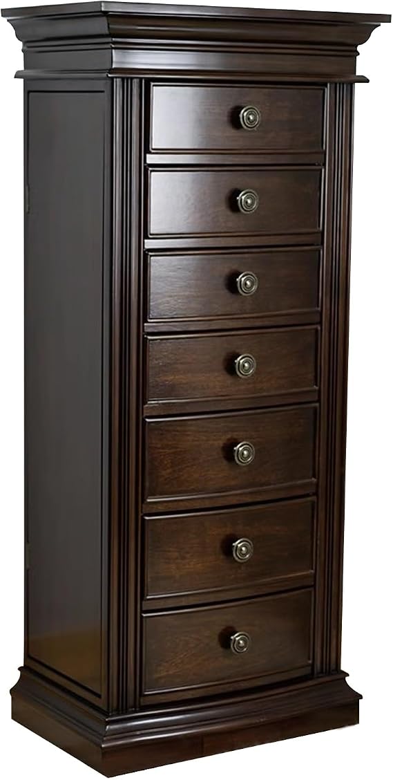 Mirror Jewelry Cabinet, Jewelry Armoire, Jewelry Box Standing with Drawers and Top Flip Mirror, Large Capacity(Brown)