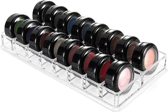 Luxspire Acrylic Eyeshadow Organizer, 16 Slots, Clear