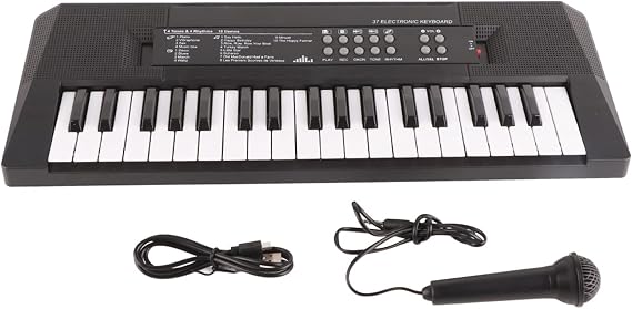37 Key Electric Keyboard Piano, Portable Multi Functional Electronic Digital Piano For Beginners, External Microphone, Power Plug, Rich Teaching Content