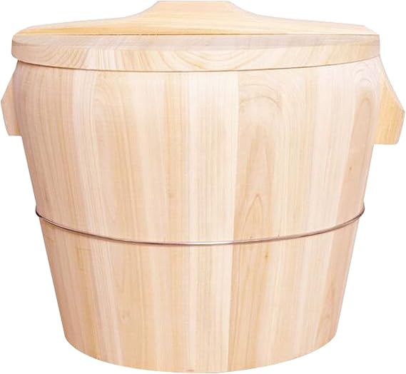 Wooden Steamed Rice Bucket, Sushi Rice Steamer Wooden BucketDetachableNon Stick Pot Heat Preservation Suitable for Multi personUse for Cooking Rice, Mixing Bucket,45CM/18in