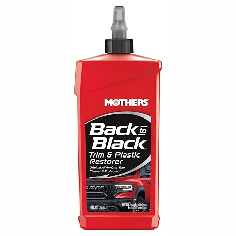 Mothers Back-to-Black Trim & Plastic Restorer, 12 oz. Removes Oxidation, Dirt & Wax Residue Restores Faded Trim & Provides Long-Lasting Protection 06112