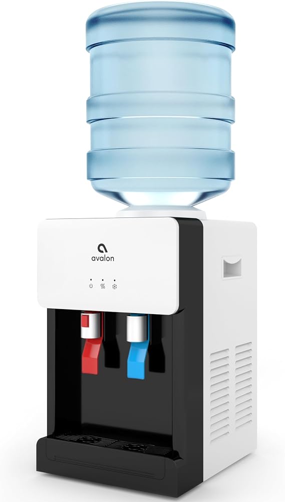 Avalon Premium Hot/Cold Top Loading Countertop Water Cooler Dispenser With Child Safety Lock. UL Listed- White