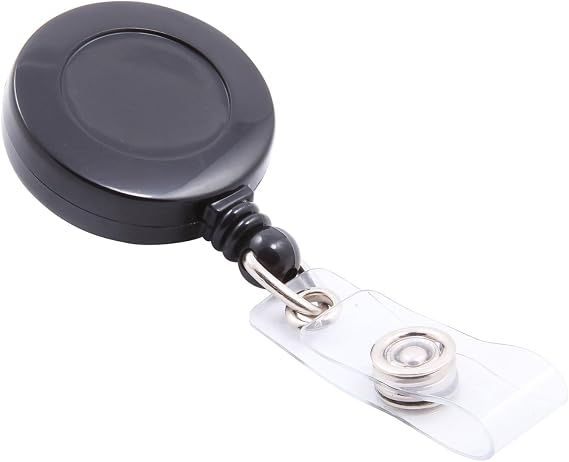 SICURIX Baumgartens 68824 Standard ID Badge Reel, Round, Belt Clip, Strap, 1 Each, Black