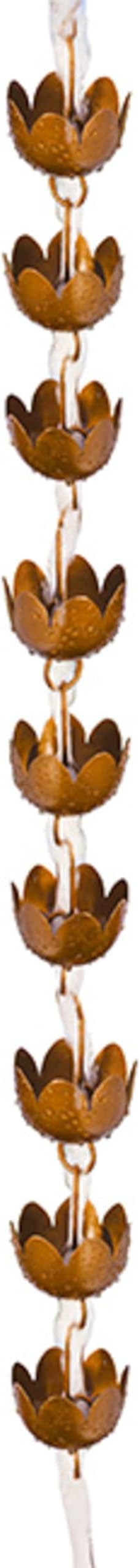 Ancient Graffiti Lily Cup Rain Chain, Copper Plated