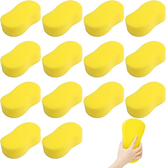 14 Pcs Car Wash Sponge, Sponges For Car Cleaning, Car Cleaning Sponge, Super Absorbent Car Sponge Washing Windows And Anti Scratch Technology For Wheels, Windscreen Bodywork For Car Cleaning (Yellow)