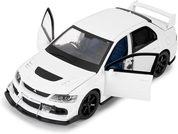 1/32 Scale Mitsubishi Lancer Evolution Diecast Car Model, Alloy Pull Back Model Car Toy with Sounds and Lights, Vehicle Toy for Kids Boys Girls and Adults, Birthday Gift（White）
