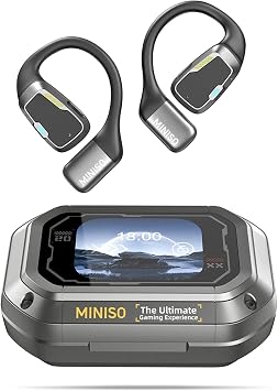 MINISO M98 Open Ear Bluetooth 5.4 Headphones with LED Display Screen - Wireless Earbuds with Earhooks for Running, Driving, Working