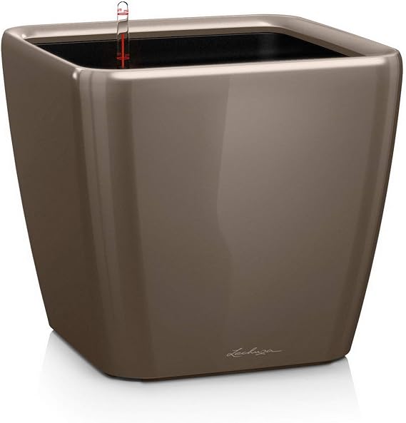 LECHUZA Quadro Premium LS 28 Planter Taupe High Gloss 16145