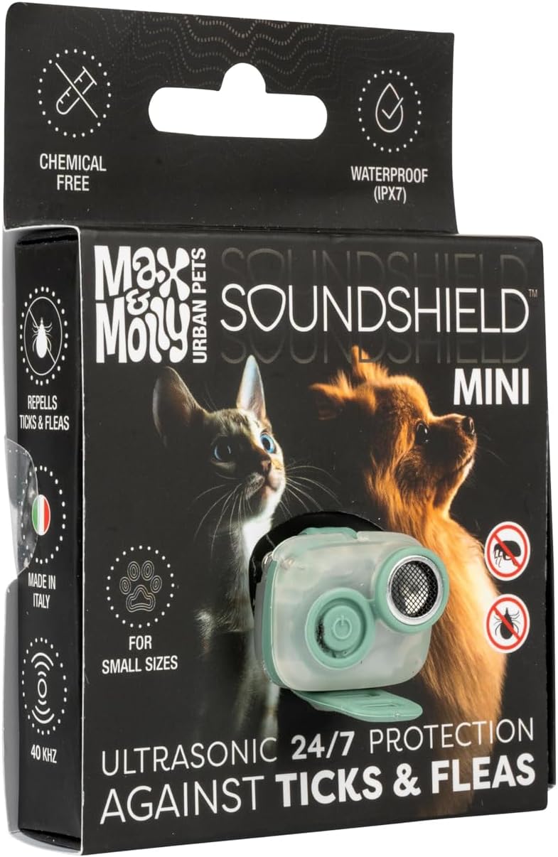 Max & Molly Soundshield MINI: Ultrasonic Flea and Tick Repellent Collar - Chemical-Free Safe Protection Jade