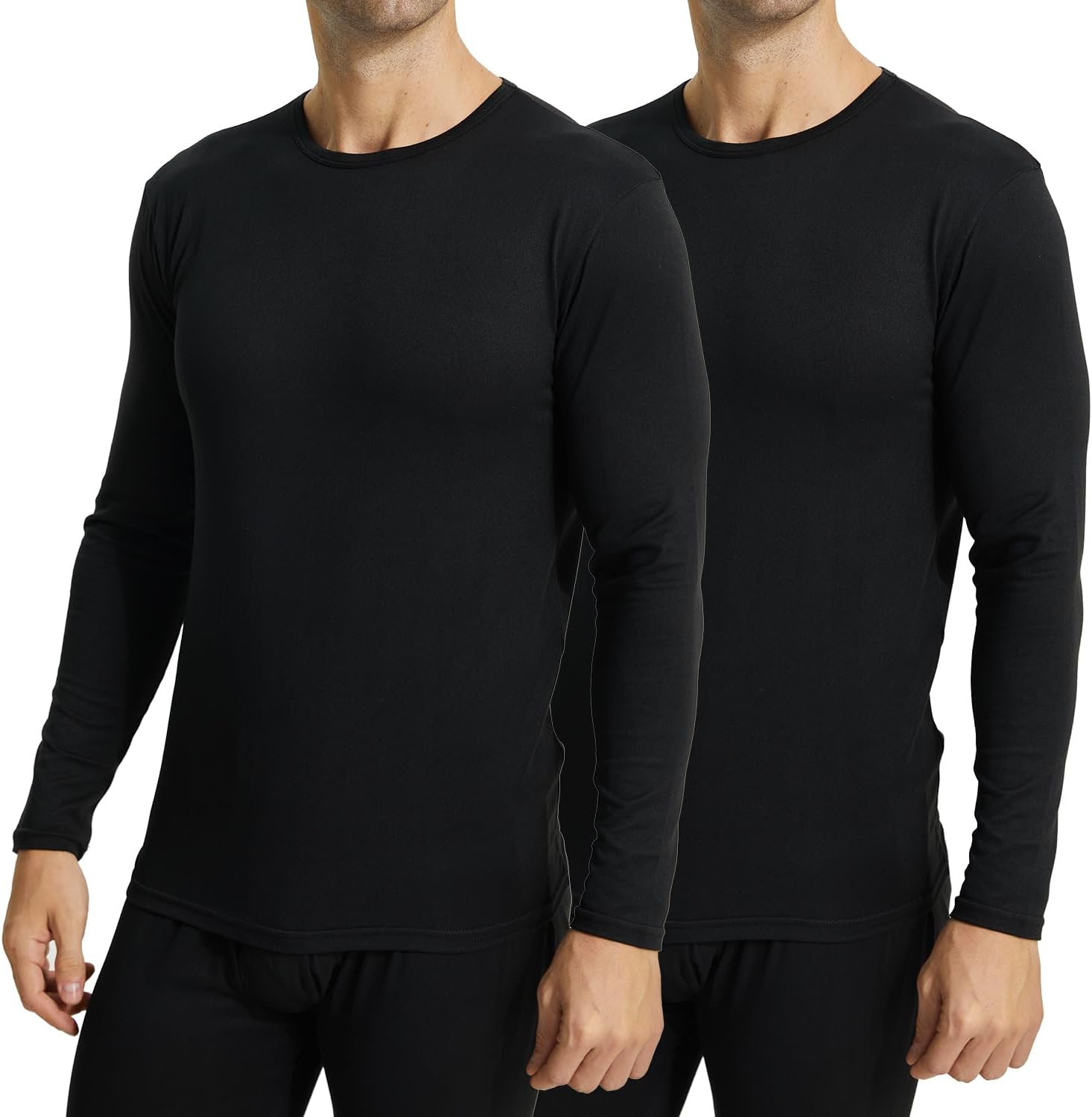 2 Pack Thermal Shirts for Men Crewneck Long Sleeve Thermal Undershirt Men Base Layer Cold Weather Thermals Lightweight