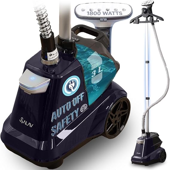SALAV Commercial Garment Steamer w/Smart Auto-Off, XL 3L Water Tank, 1800W