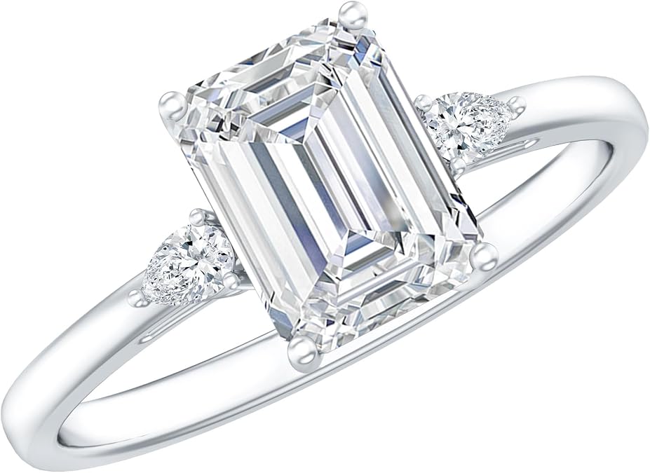 Certified 1.8 Carat Lab Grown Diamond Emerald Cut Engagement Ring, Ef-Vs