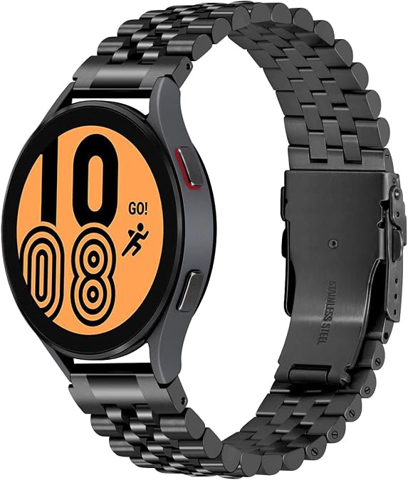 YISIWERA Compatible for for Samsung Galaxy Watch 6/5/4 47mm 42mm 46mm ,Galaxy Watch 6/5/4 Band 40mm 44mm Stainless Steel Metal Watch Strap for Samsung Watch 6/5/4 Bands Black and Silver Replacement Bracelet