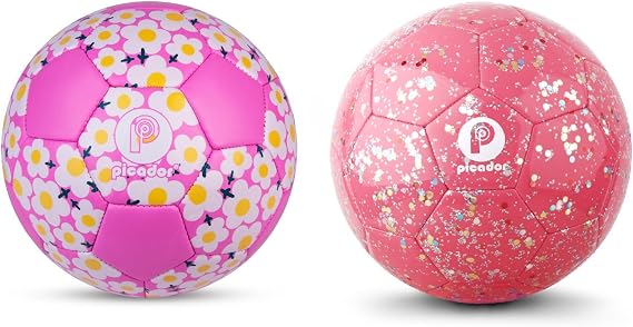 Picador Glitter Shiny Soccer Ball & Pink Soccer Ball, for Kids 4-6 6-8 8-12 Girls Boys Youth Outdoors Sports Training Recreation Playing Ball Back to School