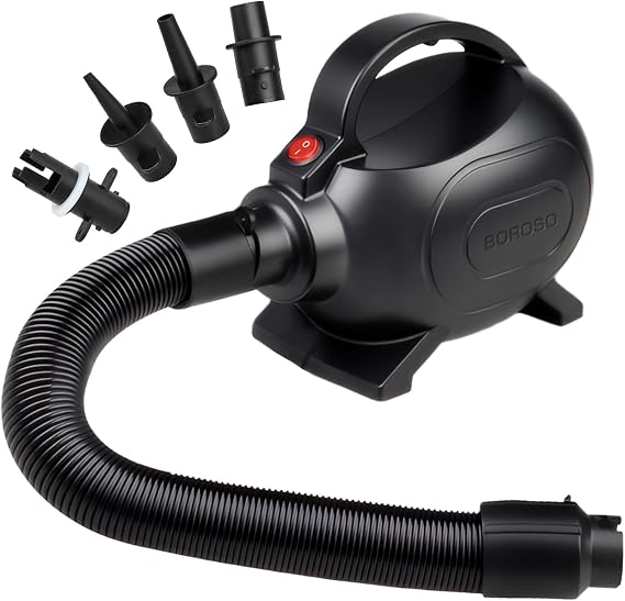 Electric Air Pump for Inflatable Pool Toys, Portable High Power Quick-Fill air Mattress, Boat, Raft, Inflator/Deflator with 4 Nozzles, 600W, 110-120V AC