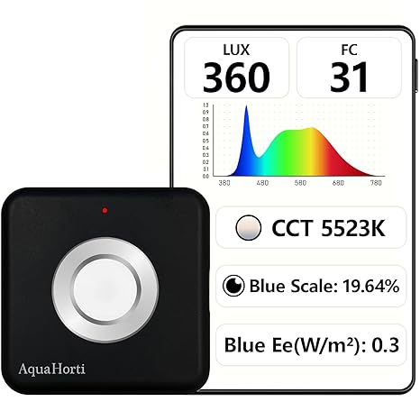 AH-300 Light Meter,Test LED Spectrum,CCT,LUX,Foot Candle,Blue Light Meter,LUX Distribution, Data Exported as a CSV File. AquaHorti