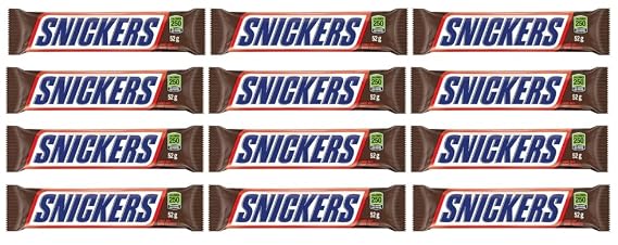 Snikers Peanut Milk Chocolate Candy Bar, Full Size Bars1.07 oz each (12 full size bars)