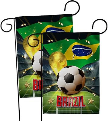 FIFA World Cup Brazil 2 Pcs Banner Room Wall Art Flag Patio Lawn Garden Outdoor Decorations Indoor Tapestry Yard Signs Team Qatar Trophy Soccer Game Football Gifts