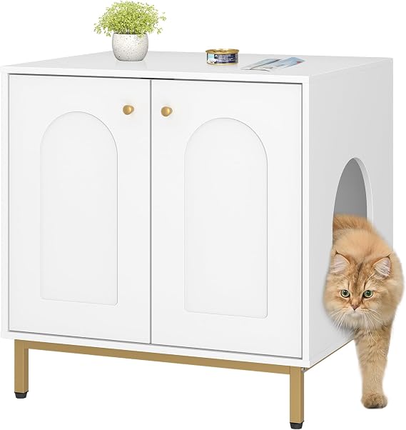 Hzuaneri Cat Litter Box Enclosure, Hidden Litter Box Furniture, Sisal Mat